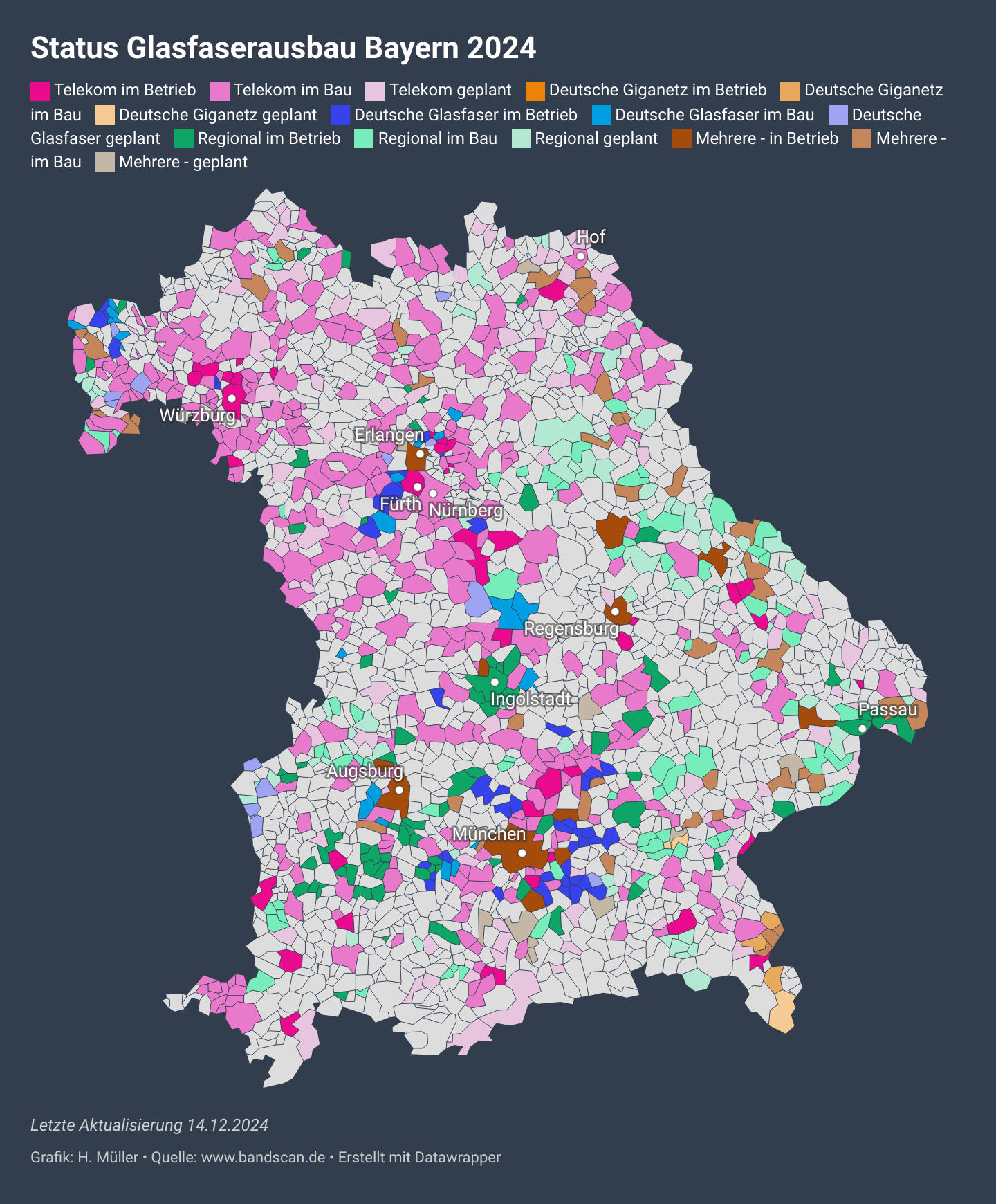 Glasfaser Ausbau und Verfügbarkeit FTTH Bayern Anfang 2025