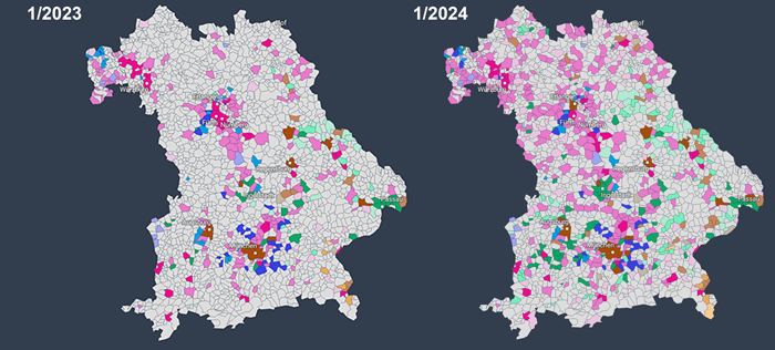 Glasfaser Verfügbarkeit FTTH Bayern 2024 vs. 2023