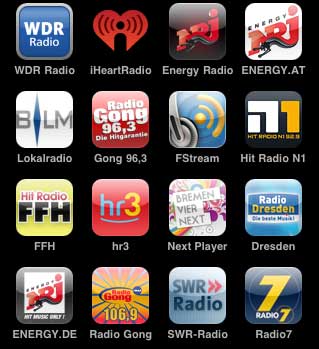 App-Icons verschiedener Radiosender